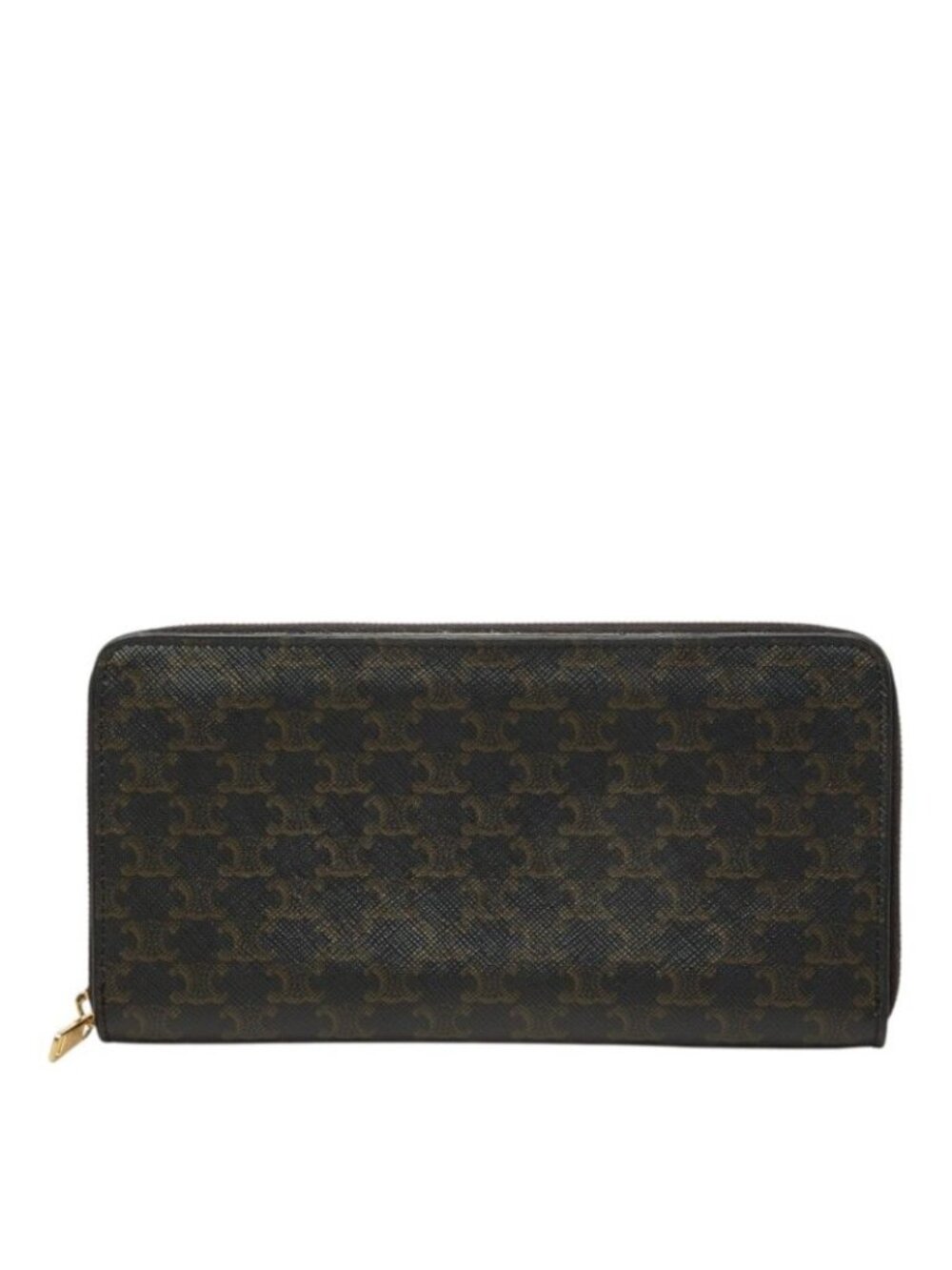 Celine Triomphe Round Zip Wallet Black Brown